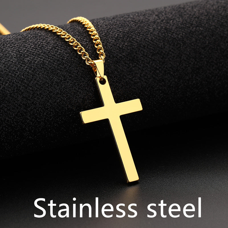 Titanium Steel Simple Single Cross Necklace Pendant