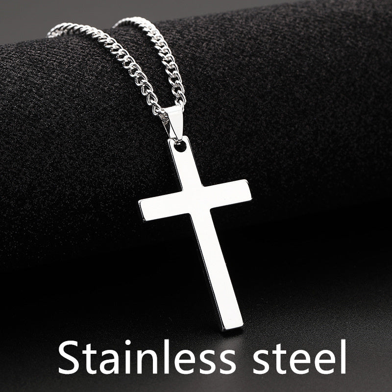 Titanium Steel Simple Single Cross Necklace Pendant