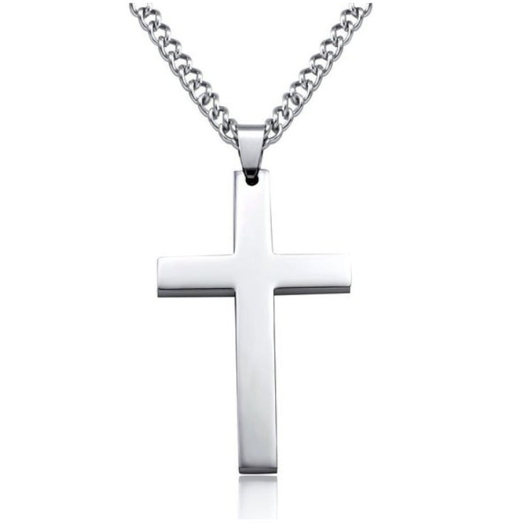 Titanium Steel Simple Single Cross Necklace Pendant