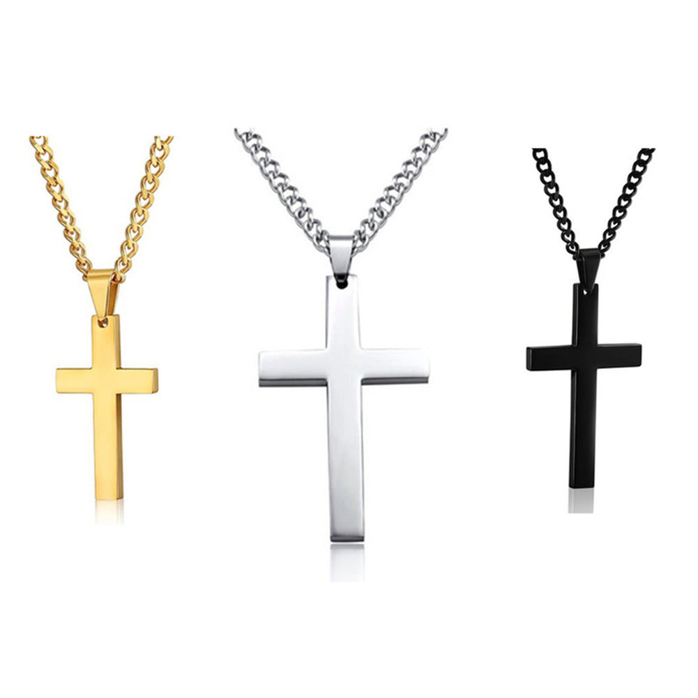 Titanium Steel Simple Single Cross Necklace Pendant