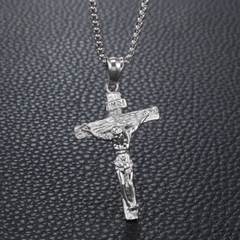 Jesus Cross Titanium Steel Men's Pendant Necklace