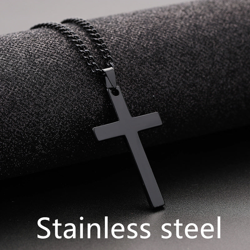 Titanium Steel Simple Single Cross Necklace Pendant