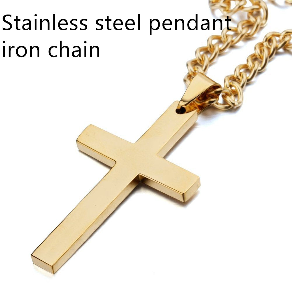 Titanium Steel Simple Single Cross Necklace Pendant