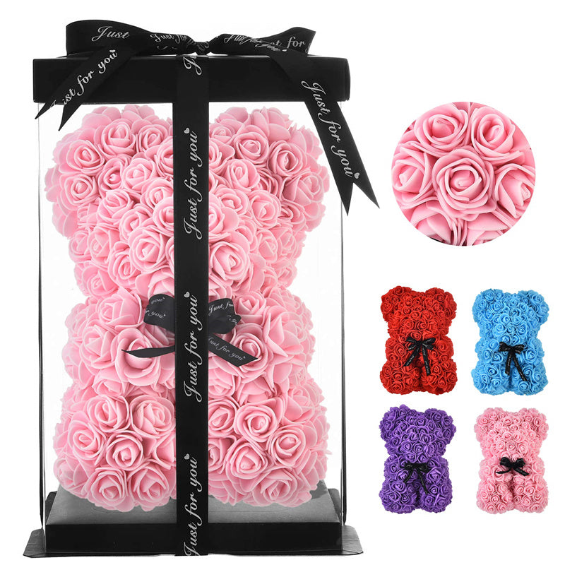 Valentine's Day Gift Rose Bear Eternal Flower Rose Teddy Bear PE Foam Bear 25cm Valentines Day